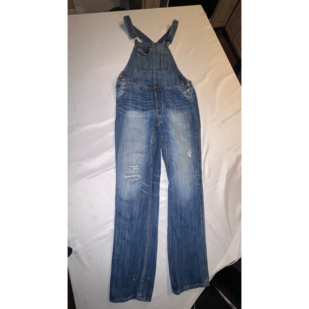 American Eagle Denim Overalls XS Distressed Baggy Grunge Y2K Skater Streetwear